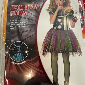 Neon Glow Clown Kids Costume